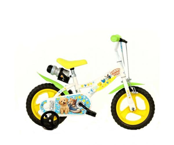 Furry Fun bicicletă pentru copii cu câini și pisici, mărimea 12 - bicicletă Dino Bikes