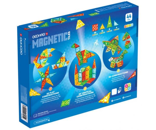 Geomag Magnetic Tiles Gems jucărie de construcție magnetică, set de 44 piese