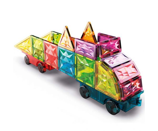 Geomag: Magnetic Tiles Gems set de cuburi magnetice pentru vehicule, 24 de piese