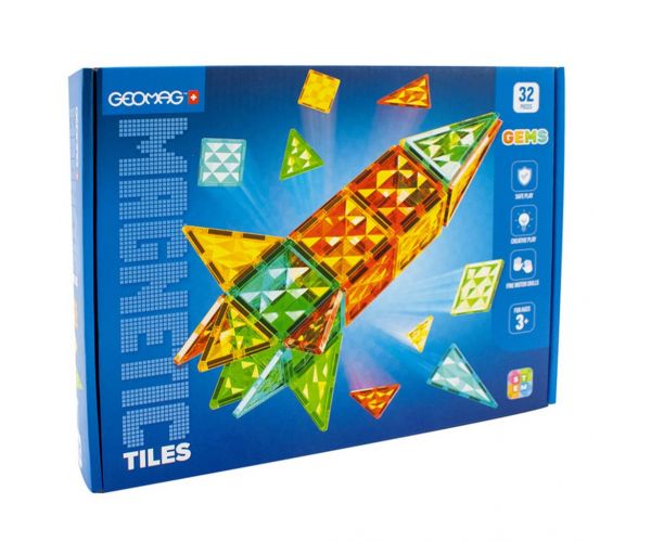 Geomag: Plăci magnetice Gems Rocket, set rachetă cu 32 de piese