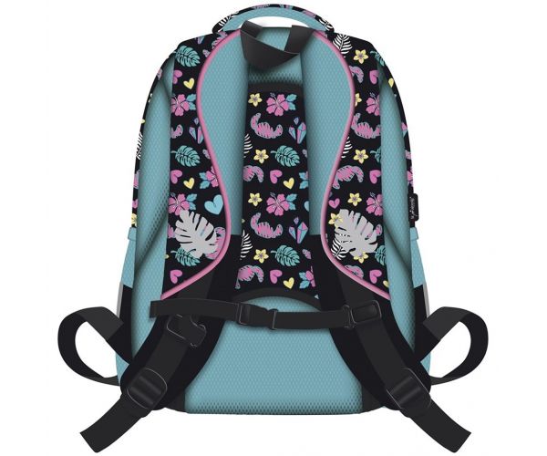 Ghiozdan/rucsac școlar cu imprimeu Disney Stitch, 4 compartimente, cu pompon albastru BPL58 40x29x19 cm