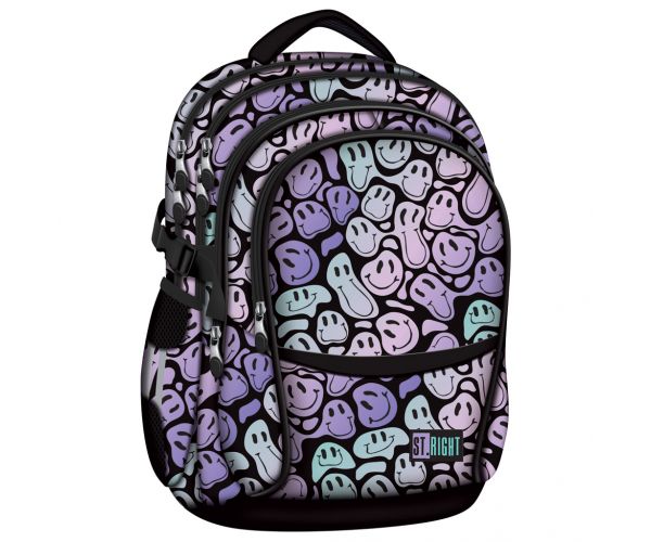 Ghiozdan școlar St.Right Crazy Faces cu patru compartimente, rucsac BP01 43x32x20cm