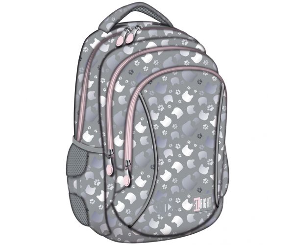 Ghiozdan școlar St.Right Silver Cats, rucsac BP26 39x27x17cm