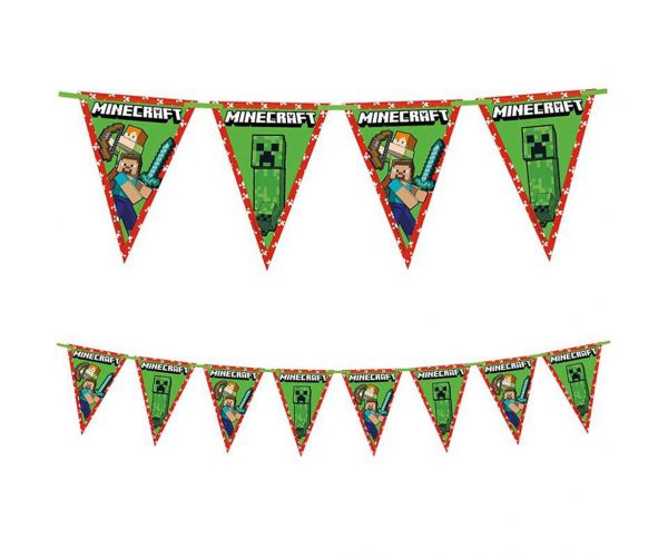 Minecraft party zászlófüzér 230cm