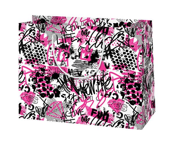 Girly Graffiti model mărime medie pungă cadou 18x22,7x10cm