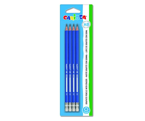 Carioca: Creion grafit cu radieră HB de 4 bc