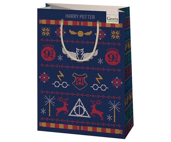 Green Grass Harry Potter Crăciun pungă cadou dimensiune mare premium 26x14x33cm