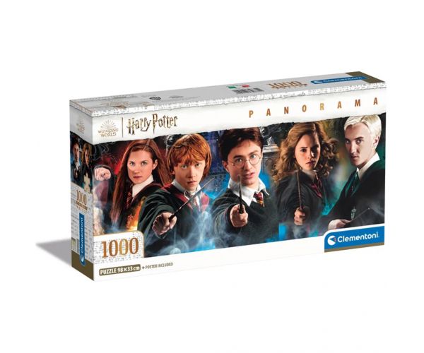 Harry Potter - Moștenitorii de la Hogwarts puzzle panoramic de 1000 de piese cu poster - Clementoni