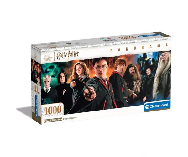 Harry Potter - Războinicii lumii magice puzzle panoramic de 1000 de piese cu poster - Clementoni