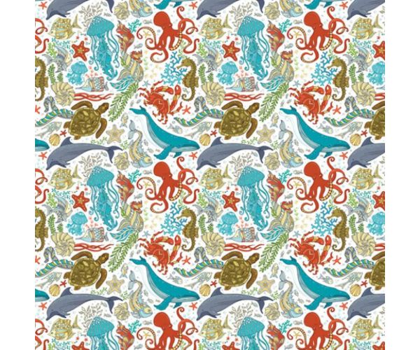 Hârtie de ambalat cu animale marine 100x70 cm