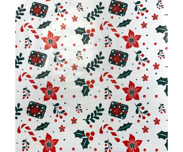 Hârtie de ambalat cu bastonașe de zahăr roșii 200x70cm