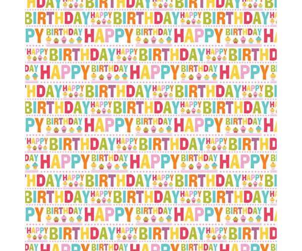 Hârtie de ambalat cu inscripția „Happy Birthday” 100 x 70 cm
