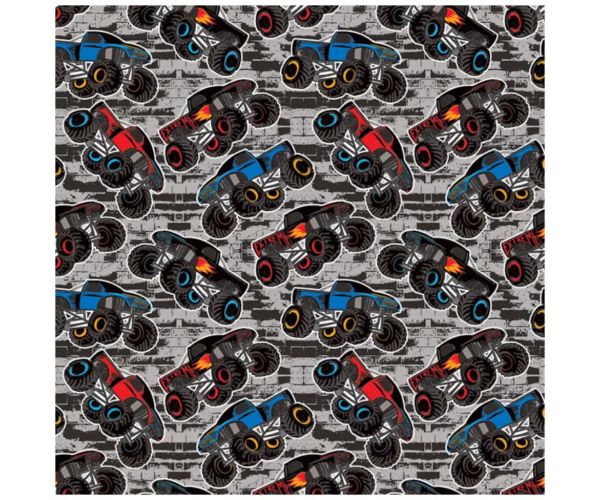 Hârtie de ambalat cu model Monster Truck, 100x70 cm