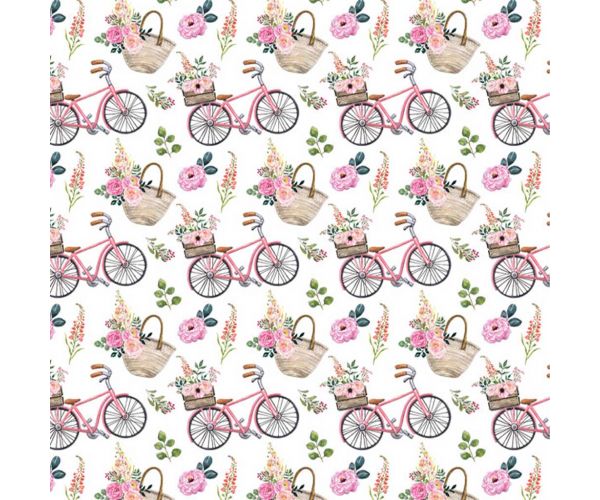 Hârtie de ambalat roz cu model de biciclete 100 x 70 cm