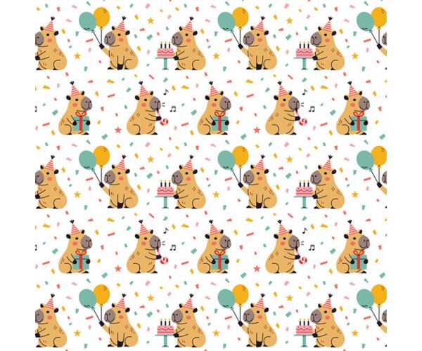 Hârtie de împachetat cu imprimeu capybara pentru ziua de naștere 100x70 cm