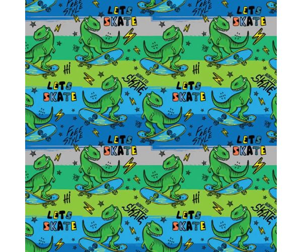 Hârtie de împachetat cu model T-Rex pe skateboard, 100x70cm