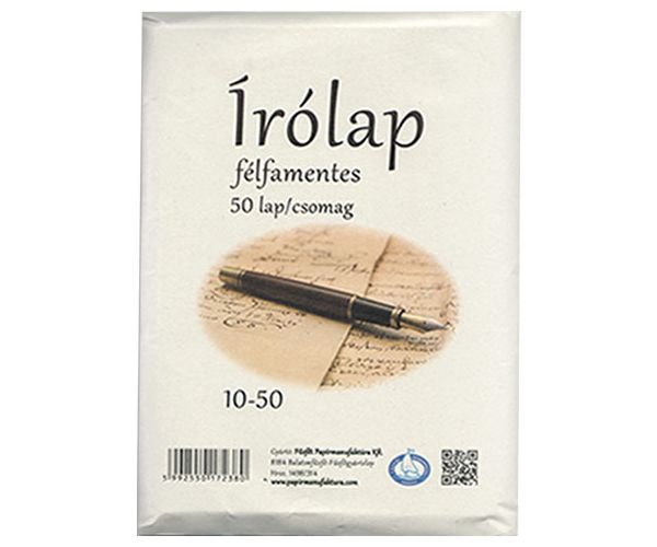 Félfamentes borítékos írólap 50db 10-50