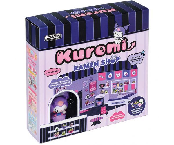 Hello Kitty: Kuromi Ramen Shop figură cu casă autocolantă - Comansi
