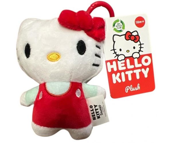 Hello Kitty breloc de pluș pentru geantă, 12 cm - roșu