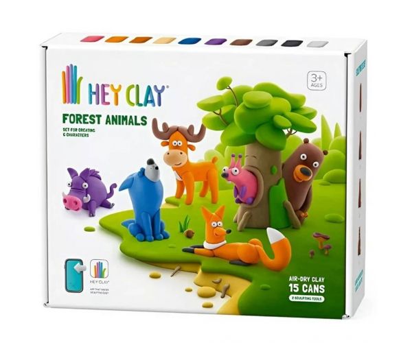 Hey Clay: Set mare de modelaj cu aplicație pentru telefon - Animale din pădure