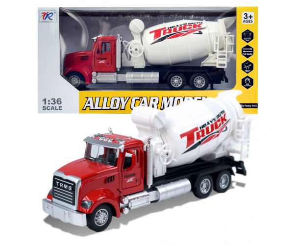 Heavy Duty Truck: Model de autobetonieră metalica cu usi care se deschid si tambur rotativ 1/36