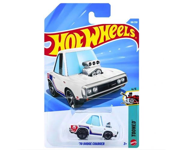 Hot Wheels: 70 Dodge Charger mașinuță albă 1/64 - Mattel
