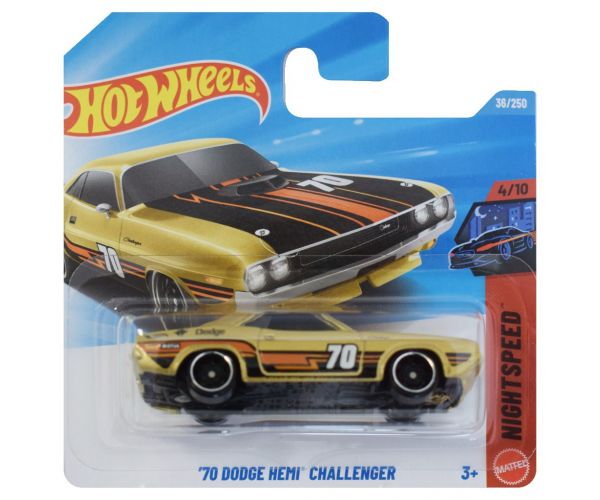 Hot Wheels: 70 Dodge HEMI Challenger mașinuță aurie 1/64 - Mattel