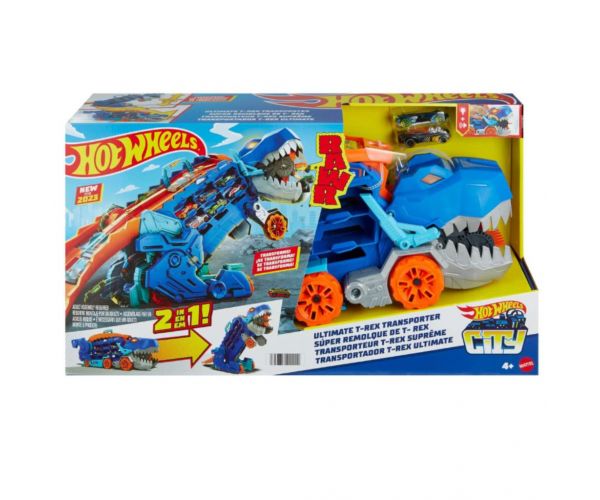 Hot Wheels City: Átalakítható Ultimate Autószállító T-Rex - Mattel