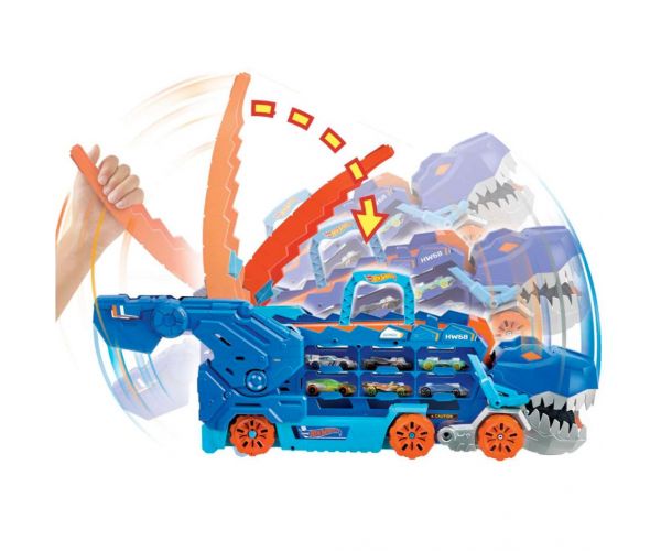 Hot Wheels City: Átalakítható Ultimate Autószállító T-Rex - Mattel