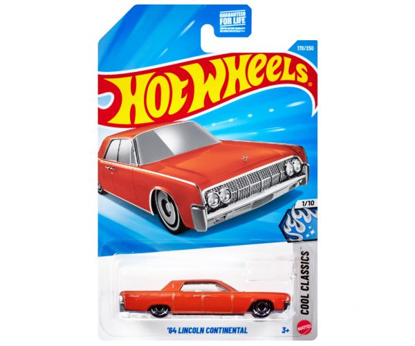 Hot Wheels: Lincoln Continental din 64, mașinuță portocalie 1/64 - Mattel