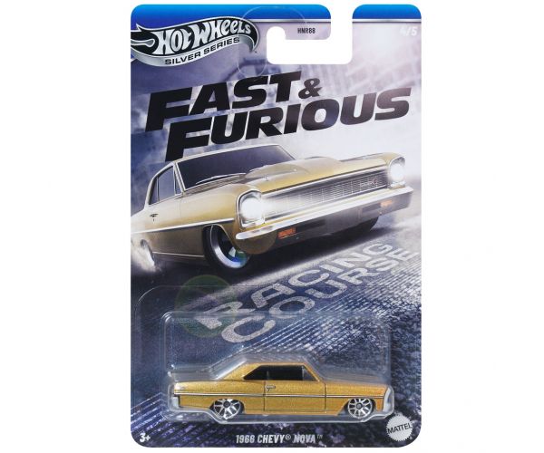 Hot Wheels: Mașinuță 1966 Chevy Nova din seria Fast & Furious, scară 1/64 - Mattel