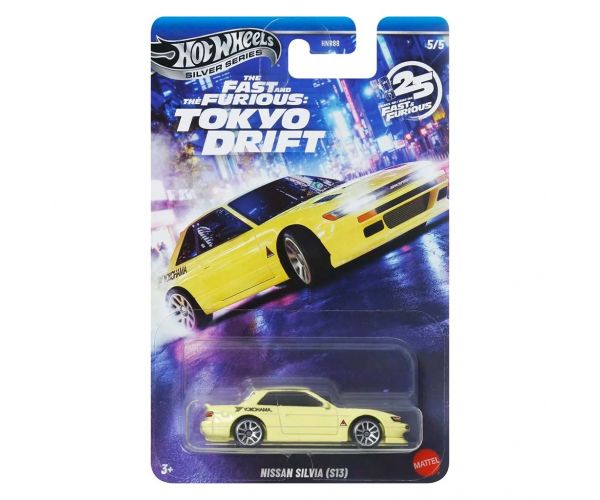 Hot Wheels: Mașinuță Nissan Silvia S13 din seria Fast & Furious, scară 1/64 - Mattel