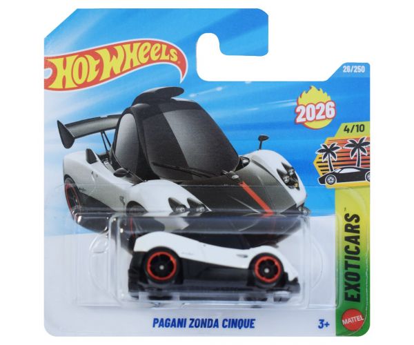 Hot Wheels: Mașinuță albă Pagani Zonda Cinque 1/64 - Mattel