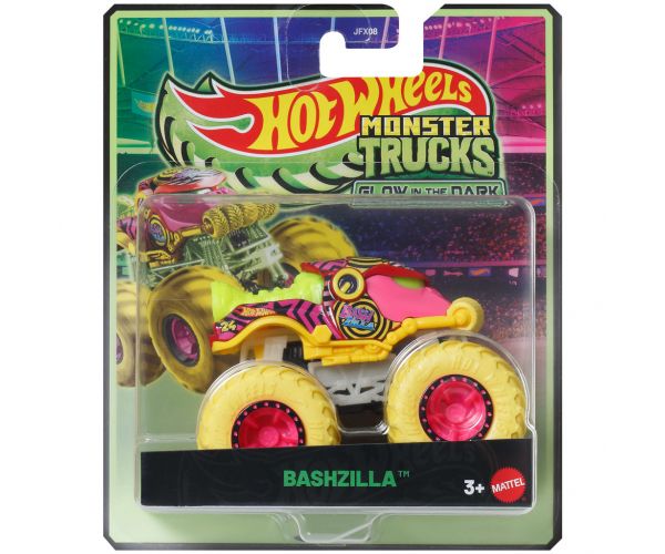Hot Wheels Monster Trucks: Bashzilla, mașinuță care luminează în întuneric 1/64 – Mattel