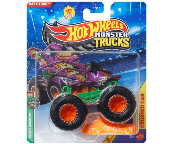 Hot Wheels Monster Trucks: Battitude mașinuță monster mov 1/64 - Mattel