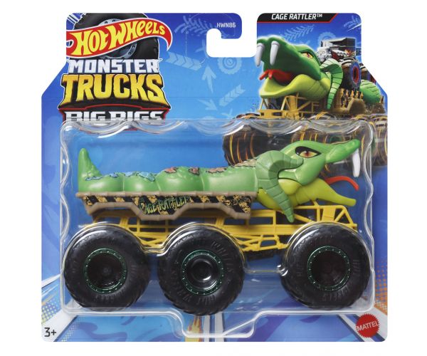 Hot Wheels Monster Trucks: Big Rigs Cage Rattler vehicul cu șase roți 1:64 - Mattel