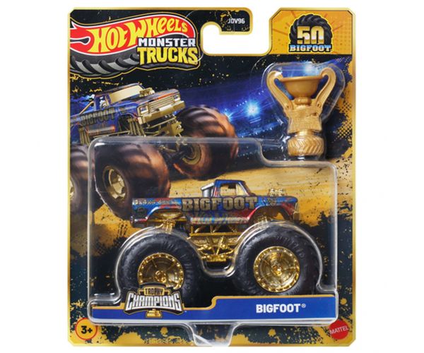Hot Wheels Monster Trucks: Bigfoot mașinuță campion cu trofeu 1/64 - Mattel
