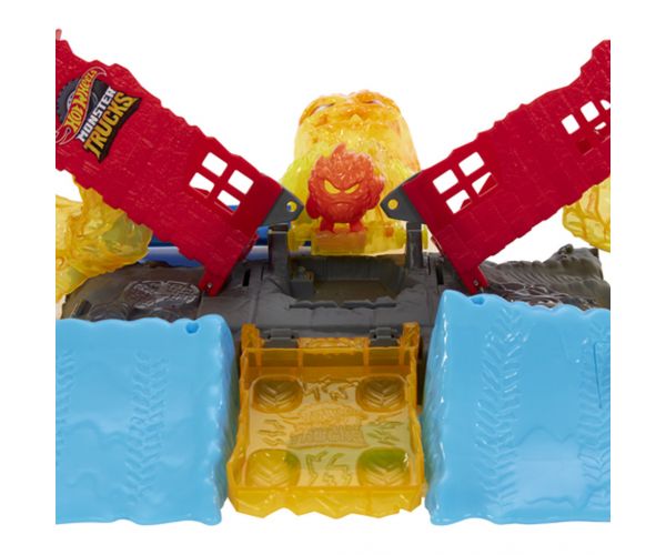 Hot Wheels: Monster Trucks Power Smashers set de pistă cu monstru de foc - Mattel