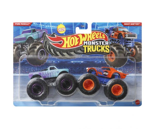 Hot Wheels Monster Trucks: Pure Muscle vs Night Shifter set de 2 mașinuțe 1/64 - Mattel