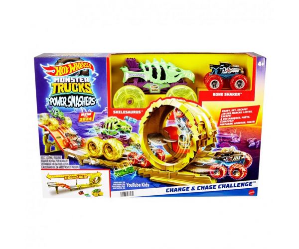 Hot Wheels Monster Trucks: Set de urmărire Power Smasher - Mattel