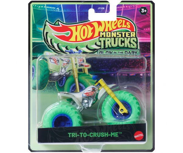 Hot Wheels Monster Trucks: Try-To-Crush-Me mașinuță care luminează în întuneric 1/64 - Mattel