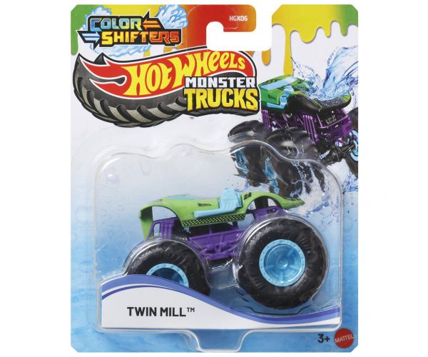 Hot Wheels Monster Trucks: Twin Mill mașină cu schimbare de culoare 1/64 - Mattel