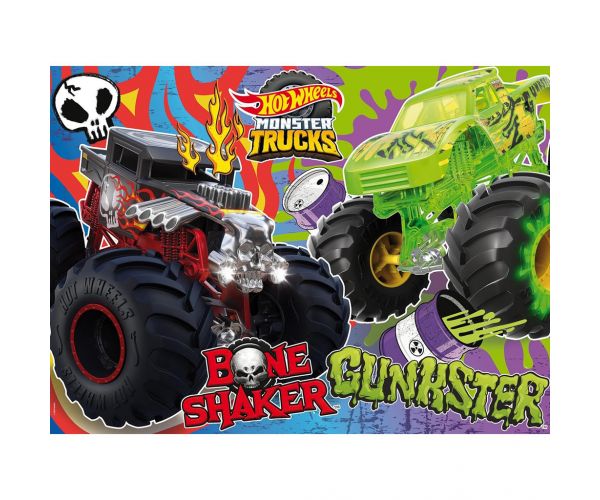 Hot Wheels Monster Trucks puzzle maxi de podea, 24 de piese, 70x50 cm - Lisciani