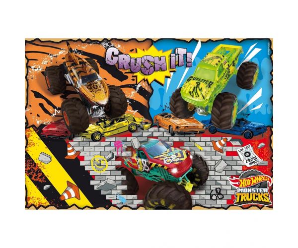 Hot Wheels Monster trucks 2 x puzzle maxi de podea cu 60 de piese, 50x35cm - Lisciani