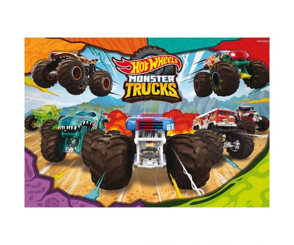 Hot Wheels Monster trucks 2 x puzzle maxi de podea cu 60 de piese, 50x35cm - Lisciani