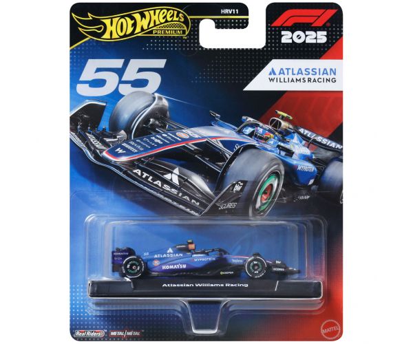 Hot Wheels Premium: Echipa de Formula 1 Atlassian Williams Racing #55 — mașinuță de Formula 1 1/64 - Mattel