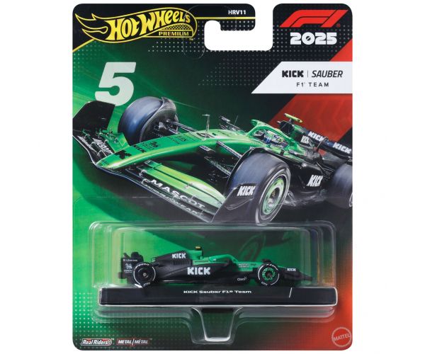 Hot Wheels Premium: KICK Sauber F1 Team #5 mașinuță de Formula 1 1/64 - Mattel