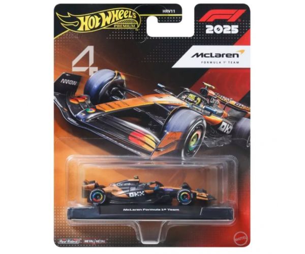 Hot Wheels Premium: Mașinuță echipă McLaren Formula 1 Nr.:4 1/64 - Mattel