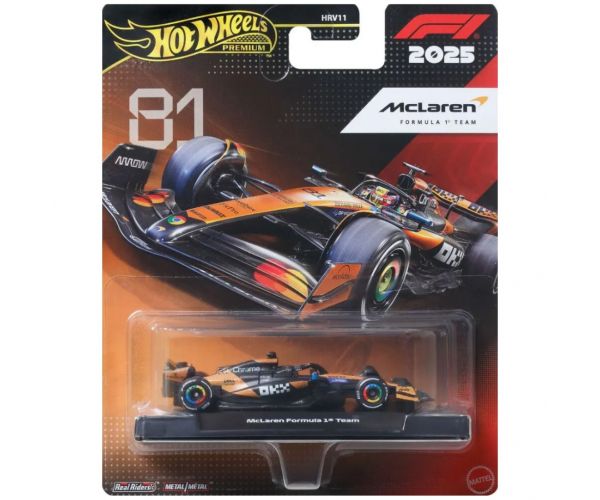 Hot Wheels Premium: Mașinuță echipă McLaren Formula 1 Nr.:81 1/64 - Mattel