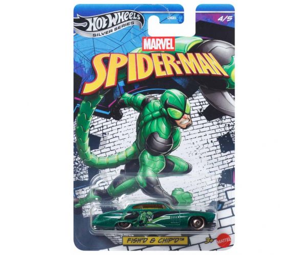 Hot Wheels Seria Silver: Mașinuță Marvel Spider-Man Fish’d & Chip’d 1/64 - Mattel